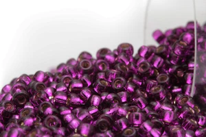 Miyuki Round Rocailles 11/0 Silver Lined Purple Seed Beads RR-1342 - Picture 1 of 1