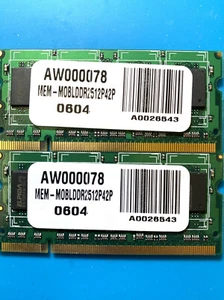 Dell MEM-MOBLDDR2512P42P - 1GB (2x 512MB) PC2-4200 533Mhz SODIMM 200-Pin Laptop - Picture 1 of 2