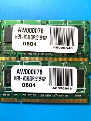 Dell MEM-MOBLDDR2512P42P - 1GB (2x 512MB) PC2-4200 533Mhz SODIMM 200-Pin Laptop - Image 1 of 2