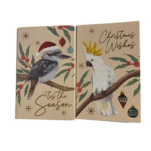 Australiana Aussie Christmas Cards x 2 Kookaburra Cockatoo - Bild 1 von 3