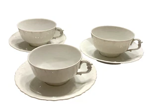 3 MZ Austria Altrohlau Alt48 weiß Fuß Tasse Untertasse Sets geprägt gewellt alt - Bild 1 von 18