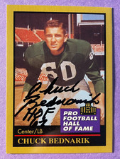 SIGNED CHUCK BEDNARIK 1991 ENOR FOOTBALL CARD AUTOGRAPHED - HOF - EAGLES