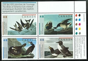 Canada sc#1982a John James Audubon's Birds, UR Imprint Block, Mint-NH - Picture 1 of 2