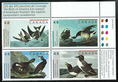 Canada sc#1982a John James Audubon's Birds, UR Imprint Block, Mint-NH - Image 1 of 2