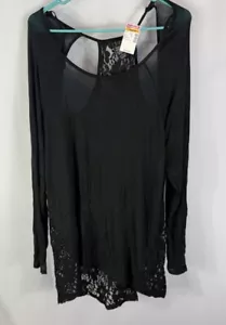 Deb schwarze Spitzenbluse mit offenem Rücken Größe 3X neu mit Etikett - Bild 1 von 6