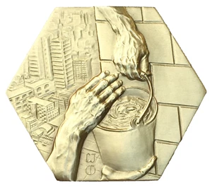 Judaic Heritage Society, "The Histadrut" gold-plated Medal - Picture 1 of 2