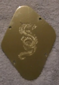 Gibson/Les Paul- back plate- BRASS- custom ENGRAVED and polished dragon - Picture 1 of 2