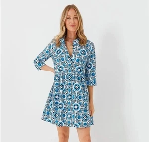 Tuckernuck Royal Shirt Dress Blue Medallion Print | Size medium | NWT - Picture 1 of 7