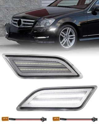 2PCS LED Front Bumper Side Marker Lights For 12-14 Mercedes Benz W204 C250 C350 - Image 1 of 4