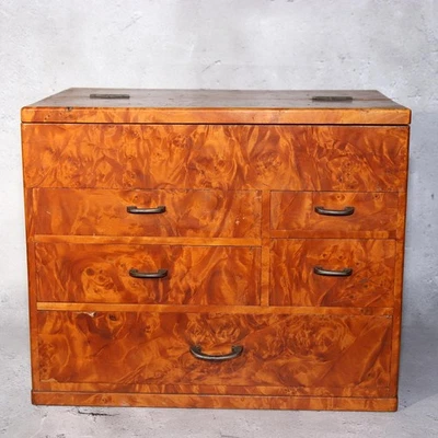 Caja de costura japonesa de madera Tansu cajonera vintage almacenamiento Haribako Foto 1 de 4