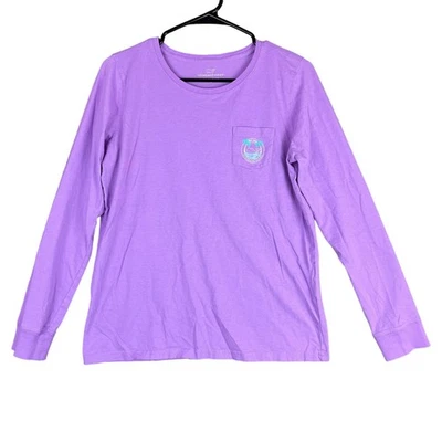 Camisa para mujer Vineyard Vines púrpura palmera ballena manga larga pequeña Foto 1 de 4