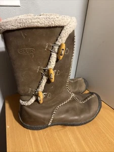 Keen Kaley Women Size 7 Winter Snow Boots Side Zipper Leather Brown - Picture 1 of 7