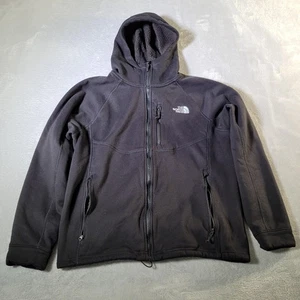 The North Face Jacket Mens Medium Black Hooded Fleece Full Zip Outdoor Hiking - Picture 1 of 17