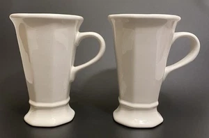 Pfaltzgraff Stoneware Latte Mugs Heritage White 6.25" Set Of 2 Vintage Rare - Picture 1 of 6