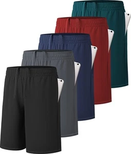 5 Pack Boys Athletic Shorts Active Performance Youth Kids Basketball Shorts Q... - Picture 1 of 6