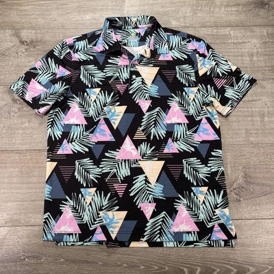 Camisa Chubbies Para Hombre Pequeña Negra Tropical Estampado de Palma Polo Elastizada Rendimiento Foto 1 de 4