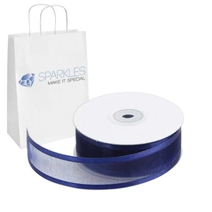 Rollo de cinta de organza de 1,5" de ancho de 25 yardas - azul marino - borde satinado sólido hq - Imagen 1 de 4