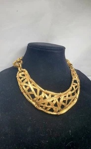 Statement Antigona Paris Frankreich Modernist goldfarben Halsband Halsband Halskette ~16" - Bild 1 von 11