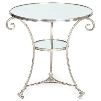 Mesa auxiliar Gueridon modernista cromada y espejada en estilo neoclásico Foto 1 de 4
