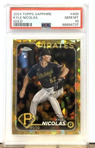2024 Topps Sapphire Kyle Nicolas Gold PSA Gem Mint 10 Pittsburg Pirates Rookie - Picture 1 of 2