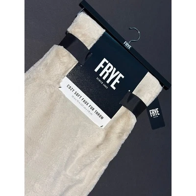 FRYE Faux Fur Throw Blanket Ivory Cream Crème NWT 50 x 70"  - Image 1 of 4