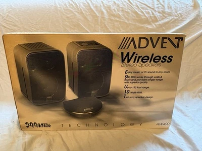 Altavoces estéreo inalámbricos Advent AW400 altavoz de 2 vías 900 MHz 150 pies rango 10 vatios  Foto 1 de 3