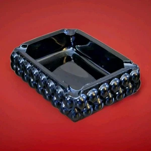 Fenton Black Glass Ashtray Hobnail Rectangle 4" Ash Tray Retro Vintage Kitsch  - Picture 1 of 17