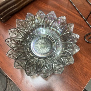 Vintage 1960s Federal Carnival Glass Star Flower Bowl Iridescent Rainbow 10 1/4 - Picture 1 of 6