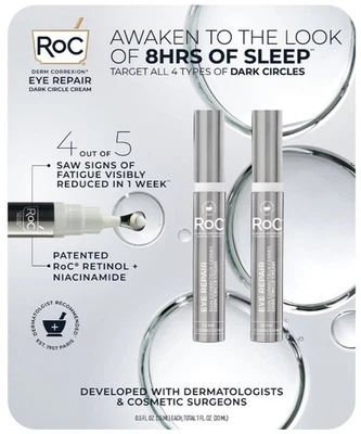 Roc Derm Correxion Eye Repair Dark Circle Cream, 2-pack, .5fl Oz Each - Image 1 of 2