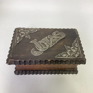 Antiguo joyero portugués tallado borde festoneado apliques de ley JOIAS DIFÍCIL DE ENCONTRAR - Imagen 1 de 9