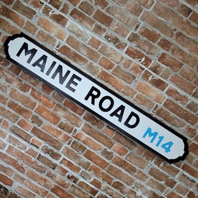 "HANDMADE" Señal de tráfico de Maine Road de hierro fundido antiguo de moda de Manchester Street City