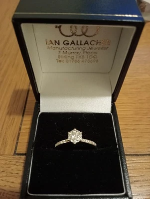 18 Ct White Gold 0.25 Diamond Cluster Ring Size P Engagement Christmas - Image 1 of 4