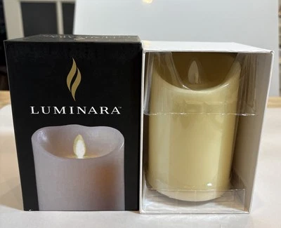 "Vela pilar efecto llama real sin llama vainilla perfumada blanca Luminara 6,75""" Foto 1 de 4