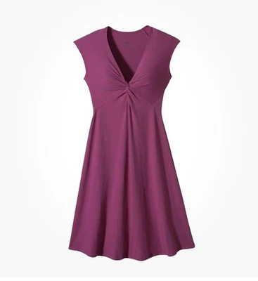 Patagonia Short Sleeve Fit & Flare Magenta V-Neck Dress Size S - Image 1 of 4