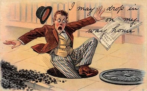 POSTCARD COMIC  WRITE AWAY  I MAY DROP IN ON MY WAY HOME - Picture 1 of 2