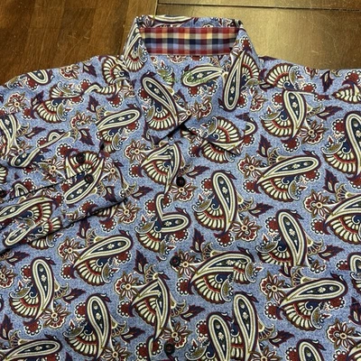 Camisa informal Alan Riverer para hombre mediana azul cachemira abotonada manga larga Foto 1 de 4