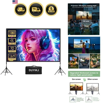 Projector with Stand Portable Outdoor Indoor 4K HD 120 Inch Movie Screen - Image 1 of 4