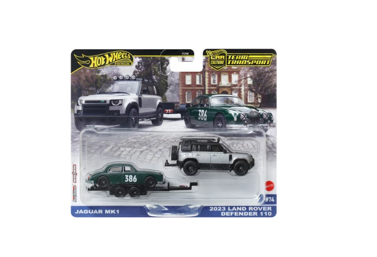 Hot Wheels Jaguar MK 1 & 2023 Land Rover Defender 110 Squadra Trasporto 2024 E - Immagine 1 di 1