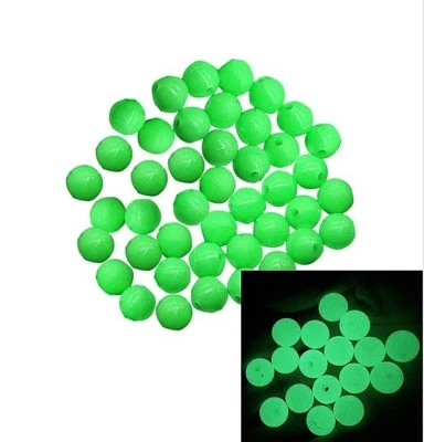 Paquete de 100 cuentas acrílicas verdes redondas duras que brillan en la oscuridad para manualidades o pesca Foto 1 de 3