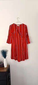 3/4 sleeve Striped Button up wrap mini dress size M - Picture 1 of 4