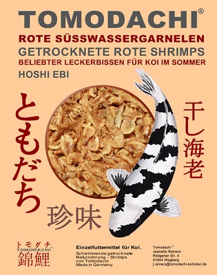 TOMODACHI GARNELEN ROT Koifutter Garnelen Shrimps rot mit Astax Sommerfutter Koi Handfütterung 1L Sack