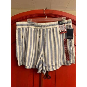 NWT Gap XL Linen Blend Shorts Denim Blue White Stripe Drawstring Waist Brand New - Picture 1 of 3