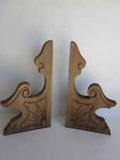Pair Antique Wood Corbels Shelf Brackets Walnut