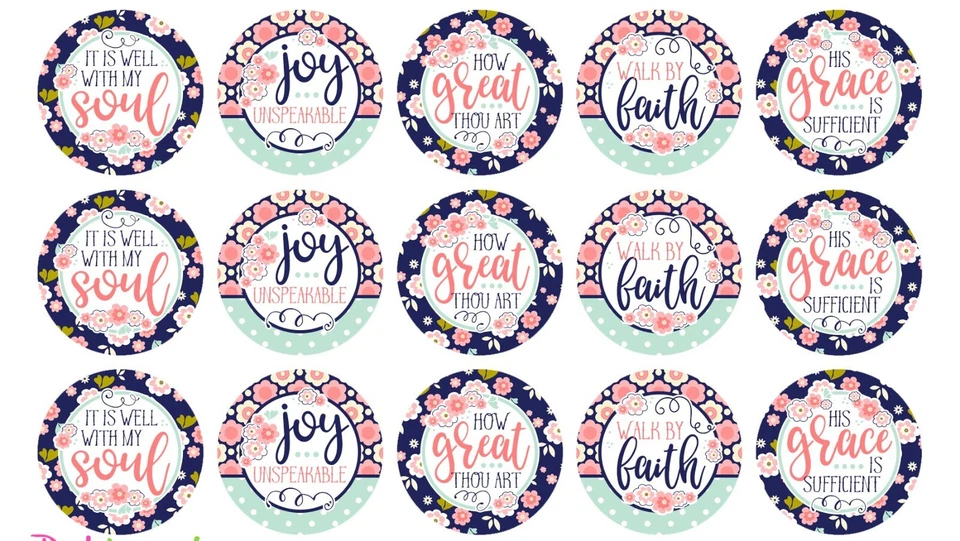 Imagens de tampa de garrafa, imagens de colar, imagens de círculo de 1 em, pré-cortadas, Faith Grace - Imagem 1 de 1