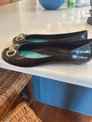 🩰 OKA-B Jelly Ballet Flat Skimmers sz 10 Dark Brown - Image 1 of 3