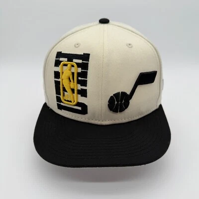 New Era 59fifty NBA Utah Jazz Basketball Fitted Cap Men's 8 Ivory Black Snapback - Image 1 of 4