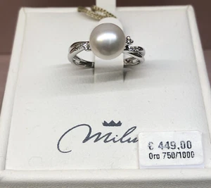 anello perla Miluna in oro 18 kt con brillanti - Picture 1 of 6