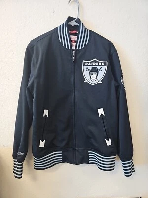 Suéter Oakland Raiders NFL Mitchell & Ness Throwback Negro Para Hombre Pequeño con Cremallera  Foto 1 de 4