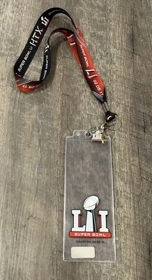 2017 Super Bowl LI Ticket Holder Lanyard & Commemorative Pin Brady 28-3 Comeback - Image 1 of 3
