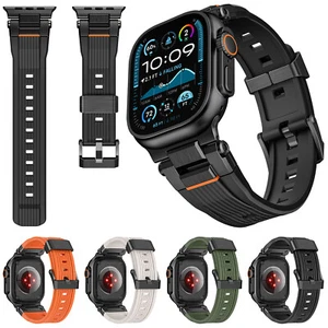 For Apple Watch Sports Soft Rubber Adjustable Strap Bracelet 42 44 45 46 49MM - Picture 1 of 19